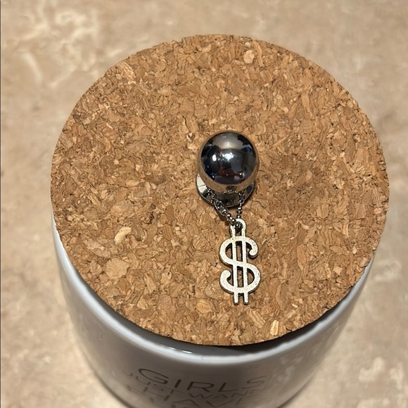 White and Blue Ceramic Accent Jar with Wooden Lid - Picture 5 of 5